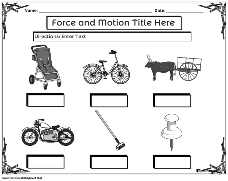 Force and motion worksheet